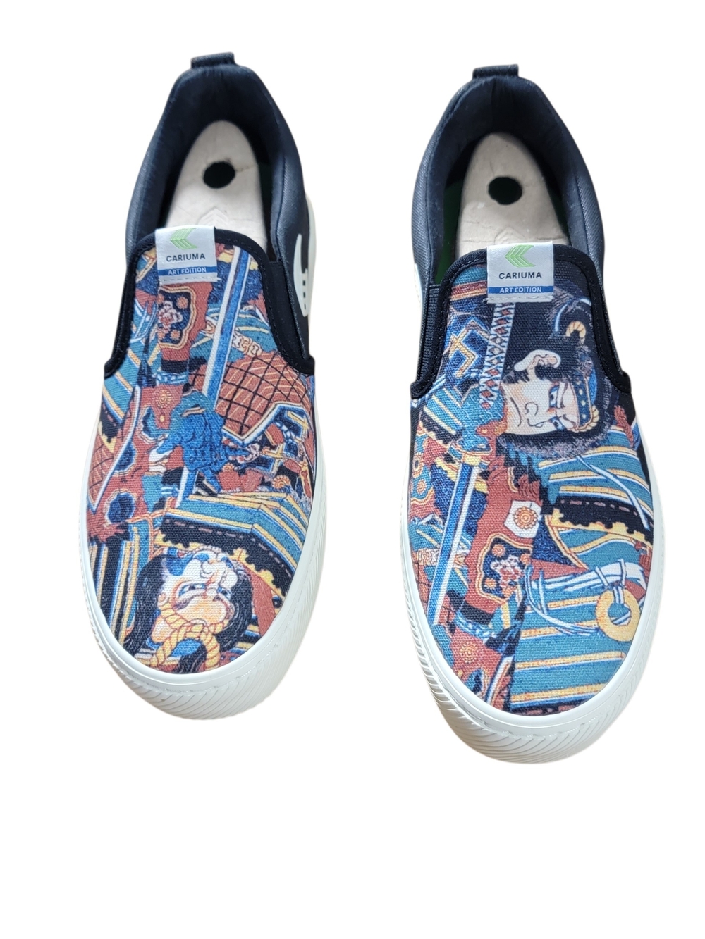 Cariuma x Hokusai Men's 9/ Womens 10.5 Slip-On Sneakers In Warrior Pattern